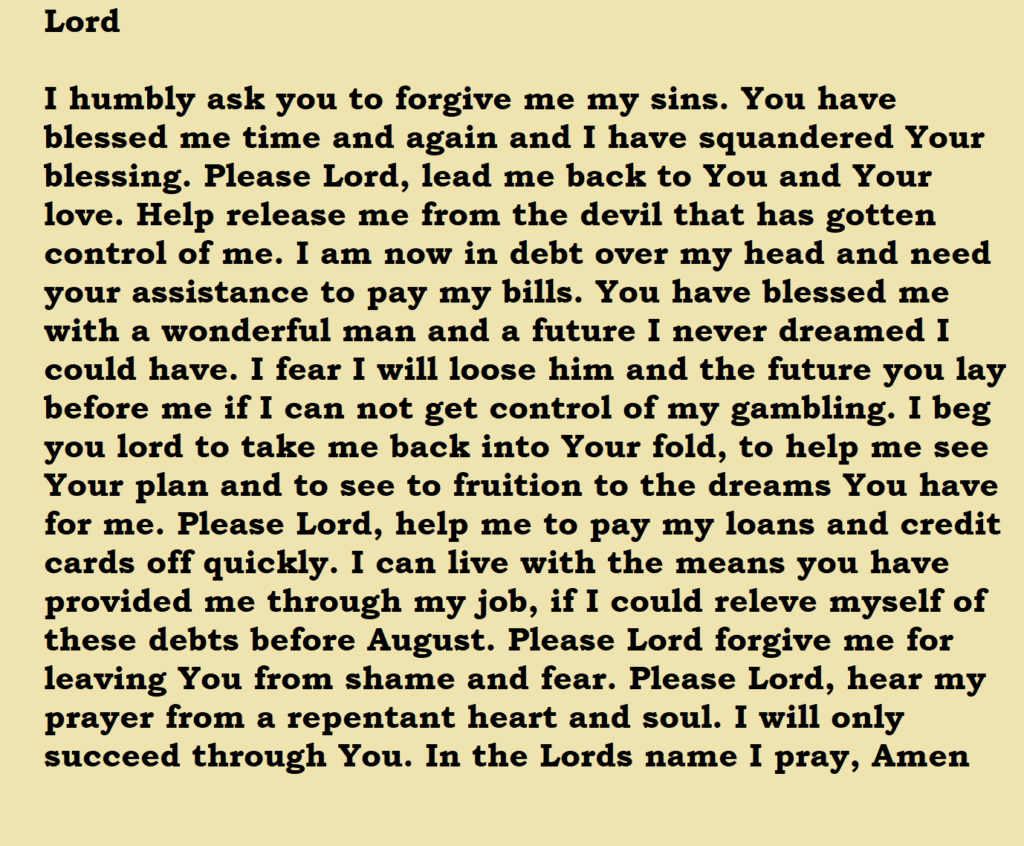 Prayer for gambling luck