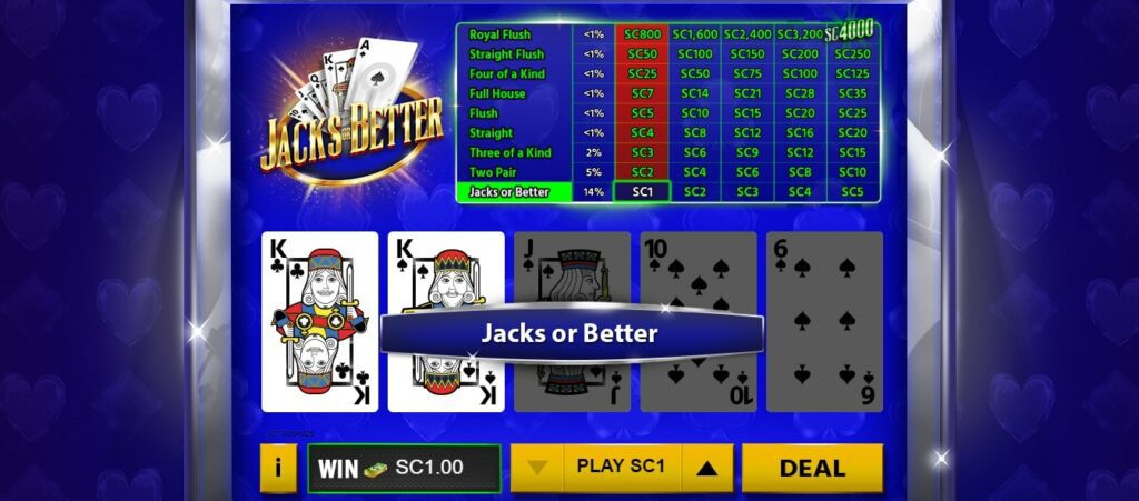 Jacks or Better Video Poker
