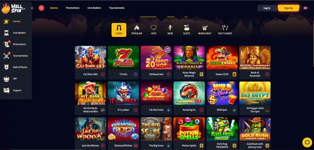 Hell Spin Casino Games Library